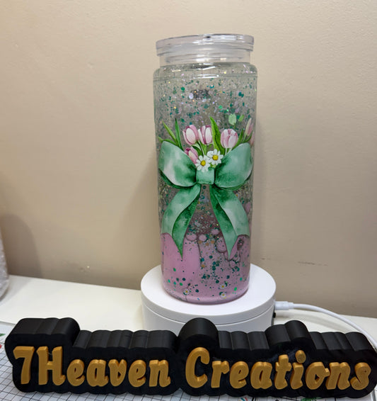 Bow w/ Flowers Snow Globe Cup