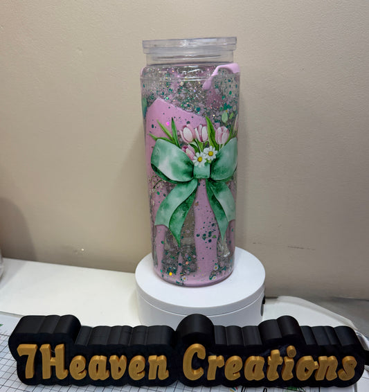Bow w/ Flowers Snow Globe Cup