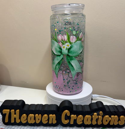 Bow w/ Flowers Snow Globe Cup