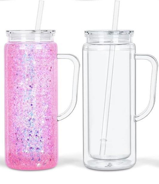 20 oz Acrylic Snow Globe Cup With Handle